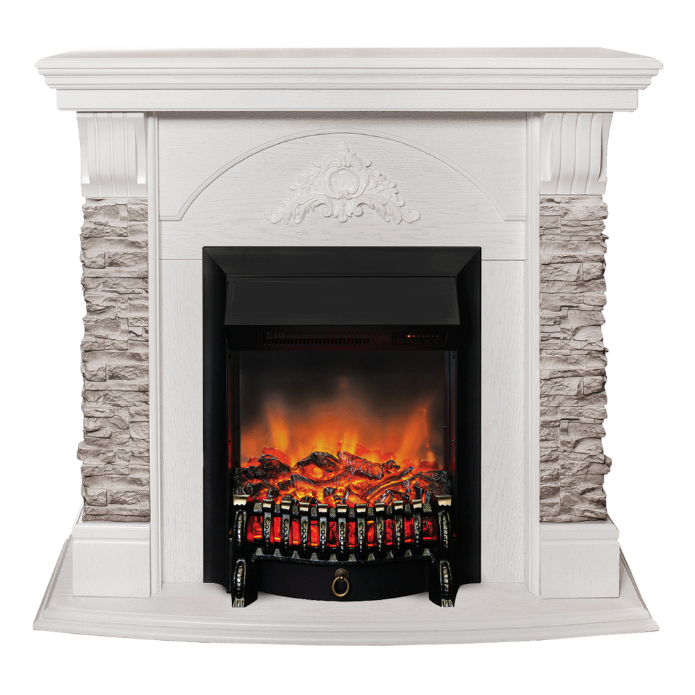 Каминокомплект Real Flame Athena GR WT с очагом Fobos Lux Black RC