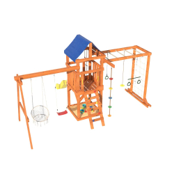 Детская площадка Fun Land с сеткой, рукоходом, качелями и плетенным креслом