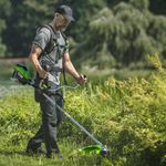 Триммер аккумуляторный Greenworks TB201H, Арт. 2112407, 82V, 2,0 кВт, 46 см, c трехлопастным ножом и кусторезом, бесщеточный, без АКБ и ЗУ