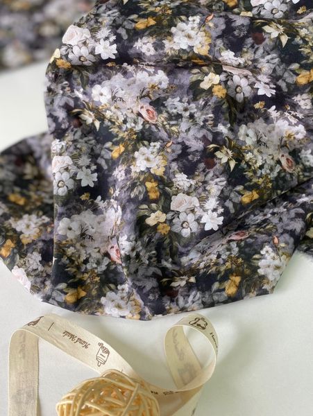 СОЦВЕТИЯ НА СЕРОМ, отрез 70 см 100% хлопок, Handmade Fabrics 2