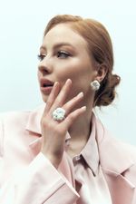 Серьги Гибискус, белый фарфор