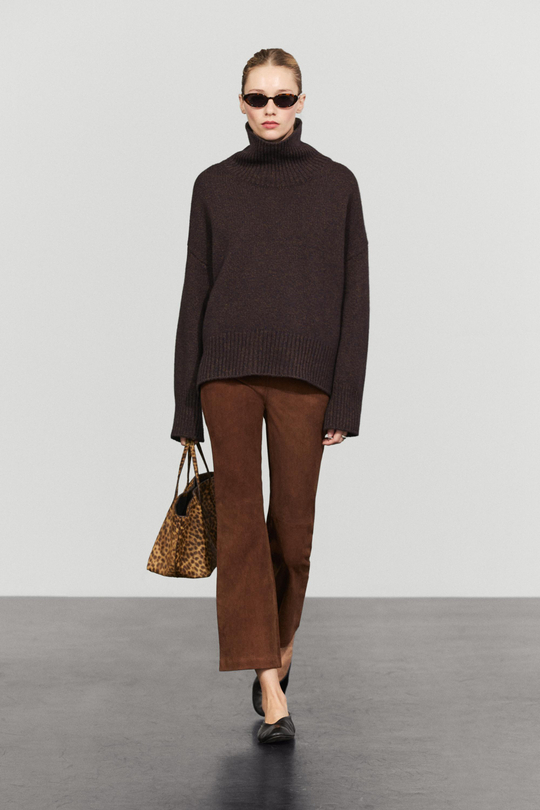 Massimo Dutti Свитер оверсайз из 100% шерсти, коричневый