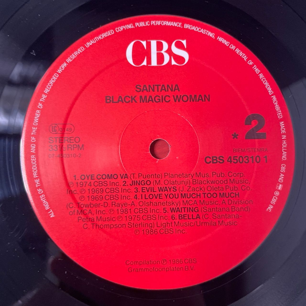 Винтажная виниловая пластинка LP Santana Black Magic Woman (Нидерланды 1986)
