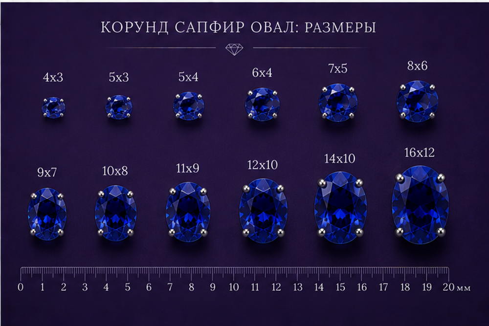 Корунд Сапфир Овал