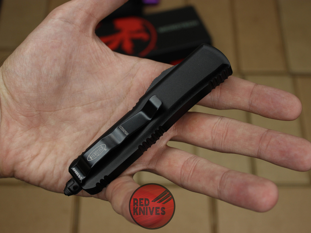 Нож Microtech UTX-85 T/E - черная рукоять, танто клинок, черный RK-392