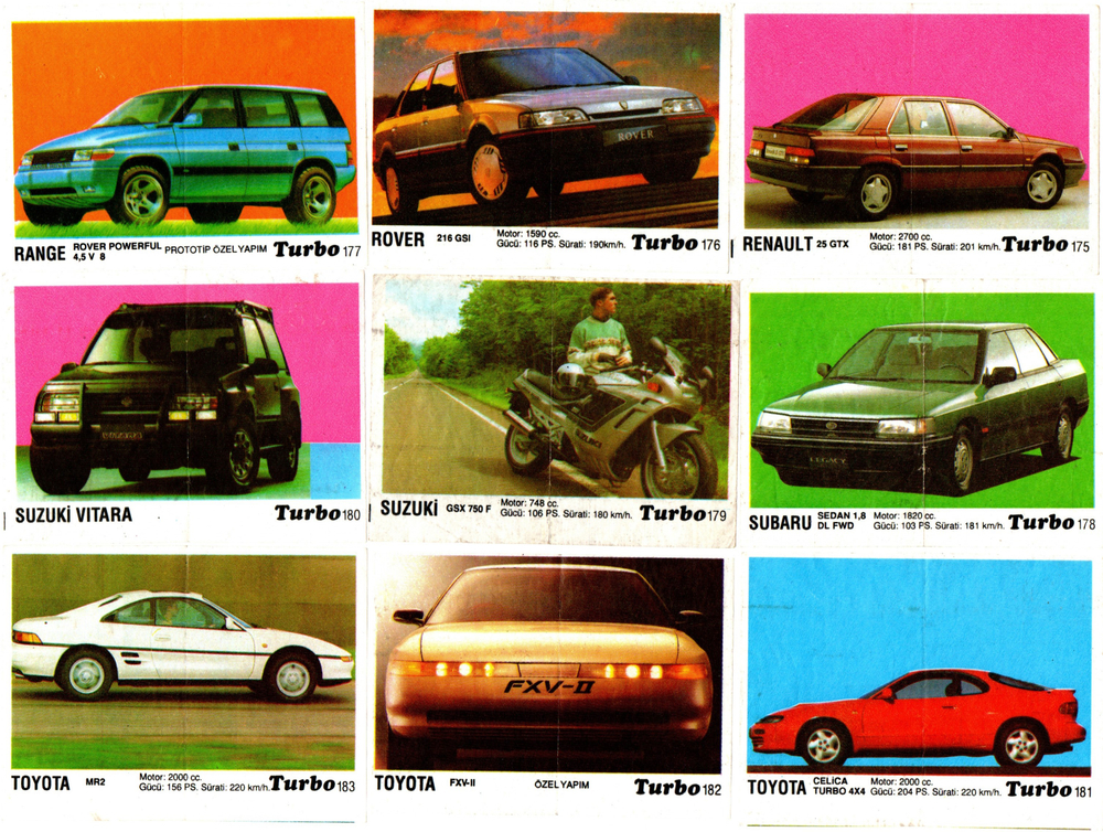 Вкладыши от жвачки Turbo Black - Турбо черные 70 штук без повторов. Серия 121 - 190. Полная серия