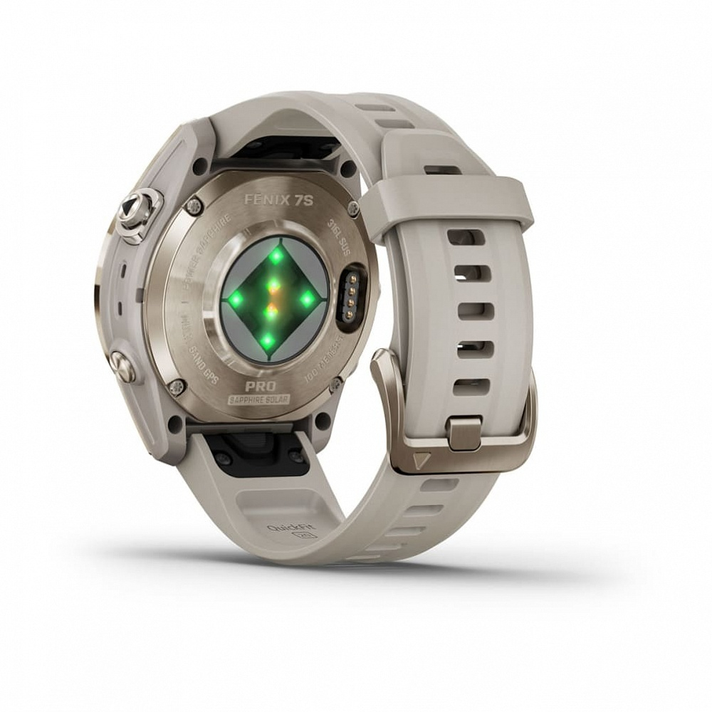 Смарт-часы Garmin Fenix 7s Pro Sapphire Solar золотистый корпус со светло-песочным ремешком, 010-02776-15