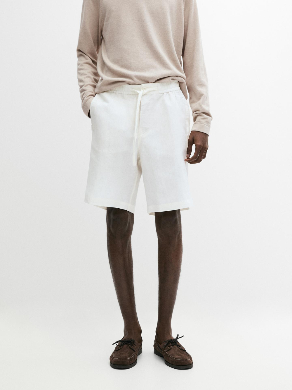 Massimo Dutti Короткие шорты из 100% льна, белый