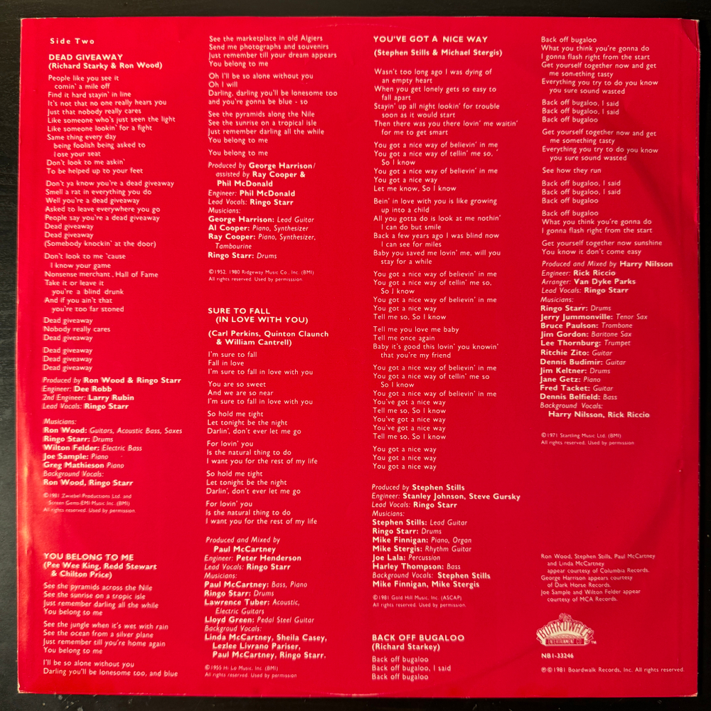 Ringo Starr ‎– Stop And Smell The Roses (Швеция 1981г.)