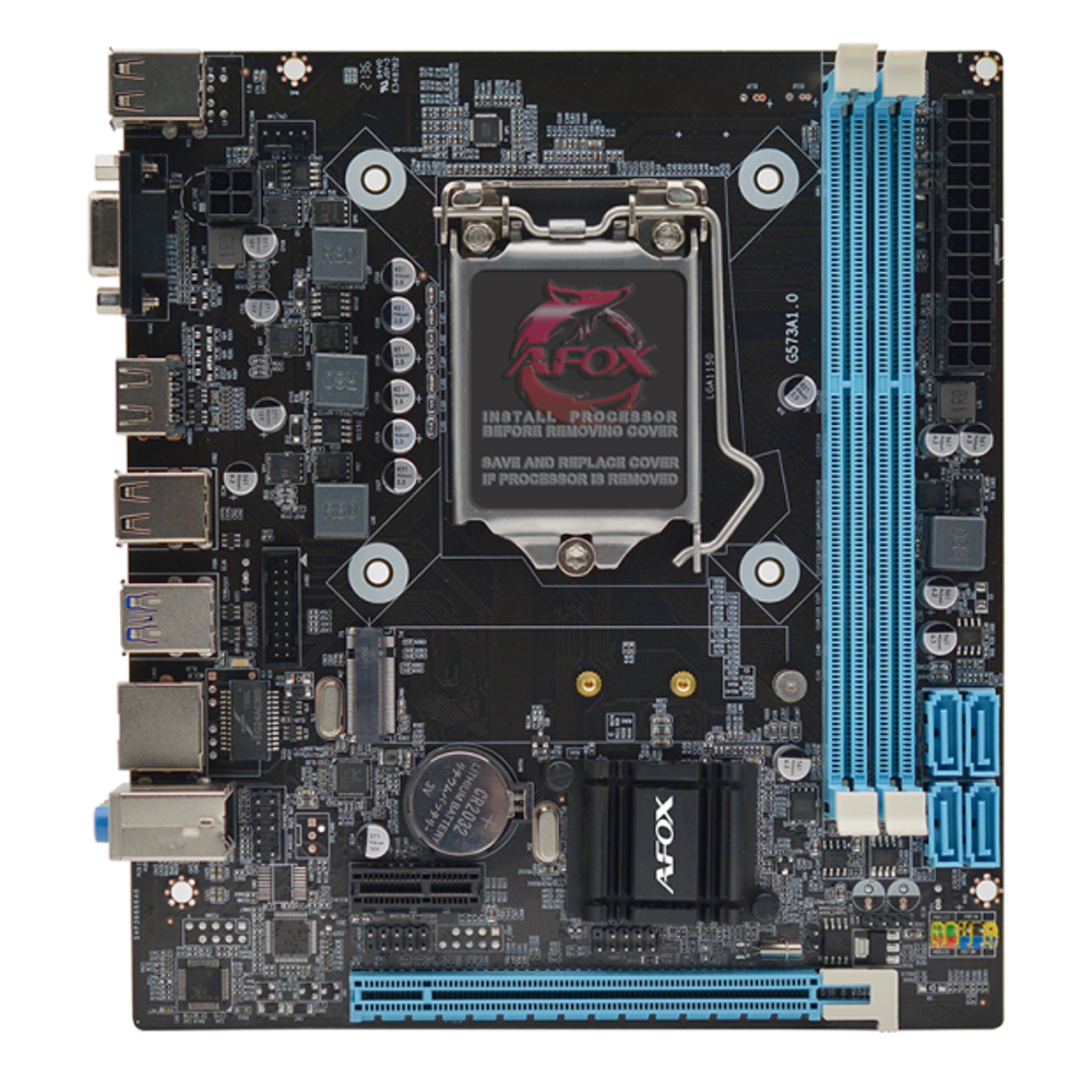 Материнская плата с процессором AFOX IH81-MA2-V3, Socket1150, i5-4570, mATX, Retail, Socket1150, Intel HD Graphics 4600, 2xDDR3, PCIe2.0, 1xM.2, 100LAN, 6xUSB2, 4xUSB3, CPU TDP 95Вт, VGA, HDMI, кулер CPU (IH81-MA2-V3-I5-4570)