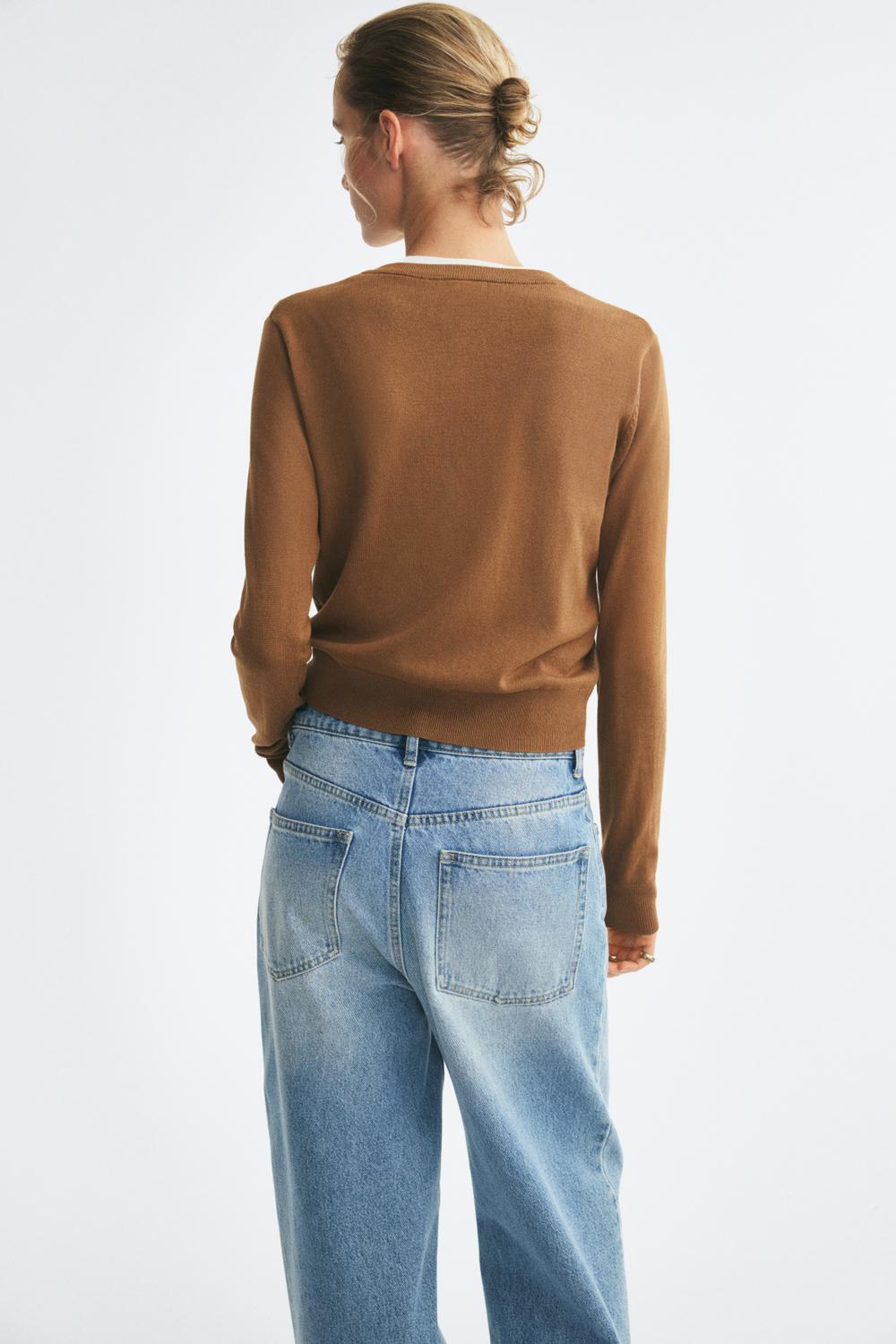 Тонкий трикотажный кардиган — Коричневый - H&M