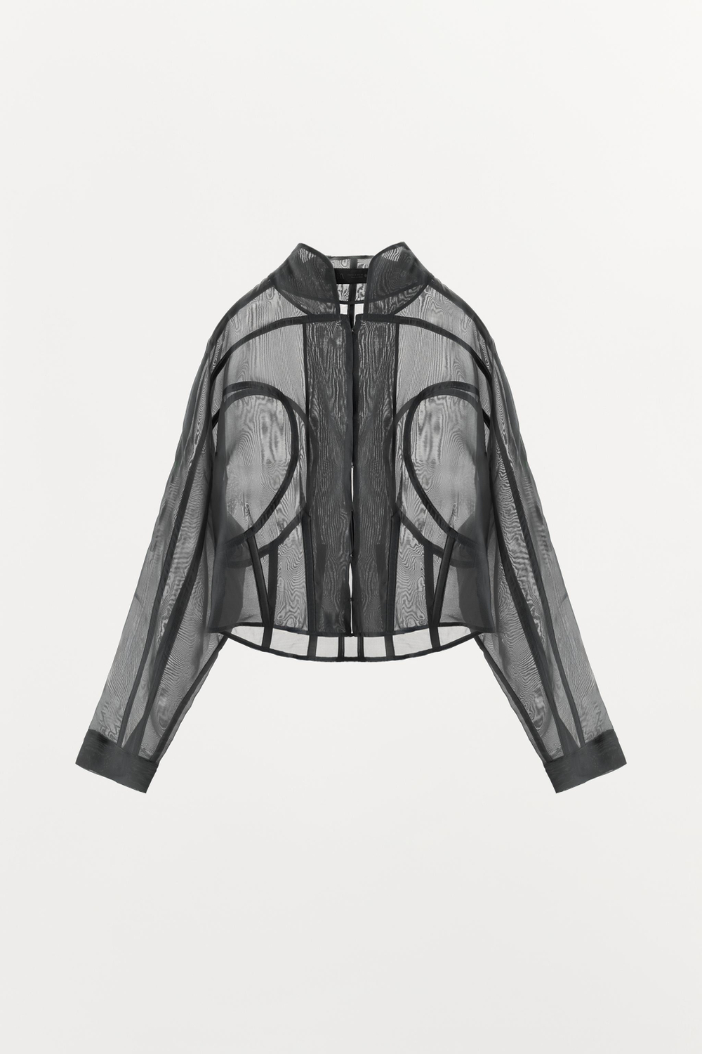 ZARA РУБАШКА-КОРСЕТ ZW COLLECTION, ТЕМНО-СЕРЫЙ