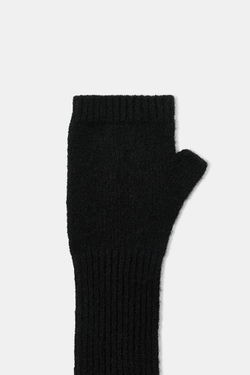 ZARA ДЛИННЫЕ ТРИКОТАЖНЫЕ МИТЕНКИ, ЧЕРНЫЙ