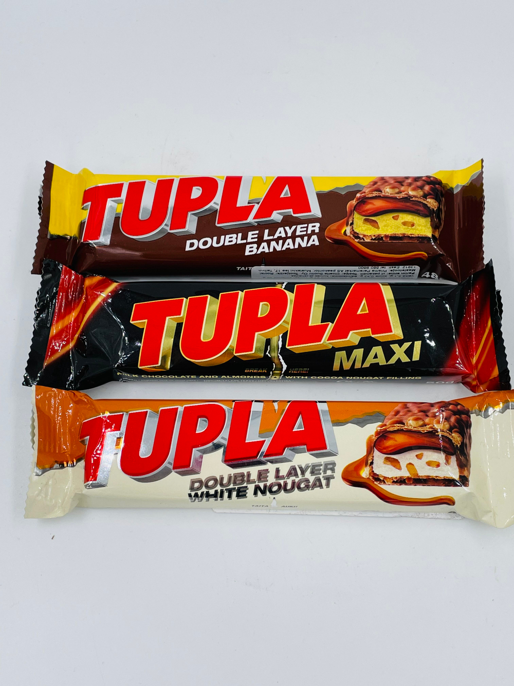 Tupla набор шоколадных батончиков Maxi, Double Layer нуга, Double Layer банан, 146 г