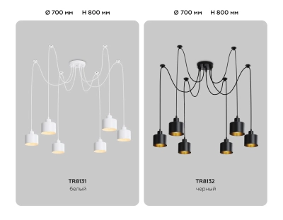 Подвесной светильник в стиле лофт TR8132/6 BK черный E27*6 max 40W D700*800