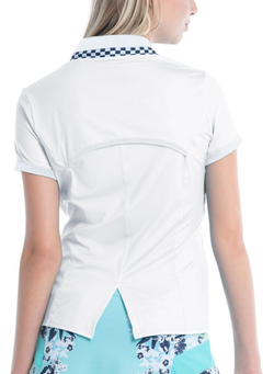 Женская теннисная футболка Lucky in Love Cool Urbana Geo Mod Notch Short Sleeve - белый
