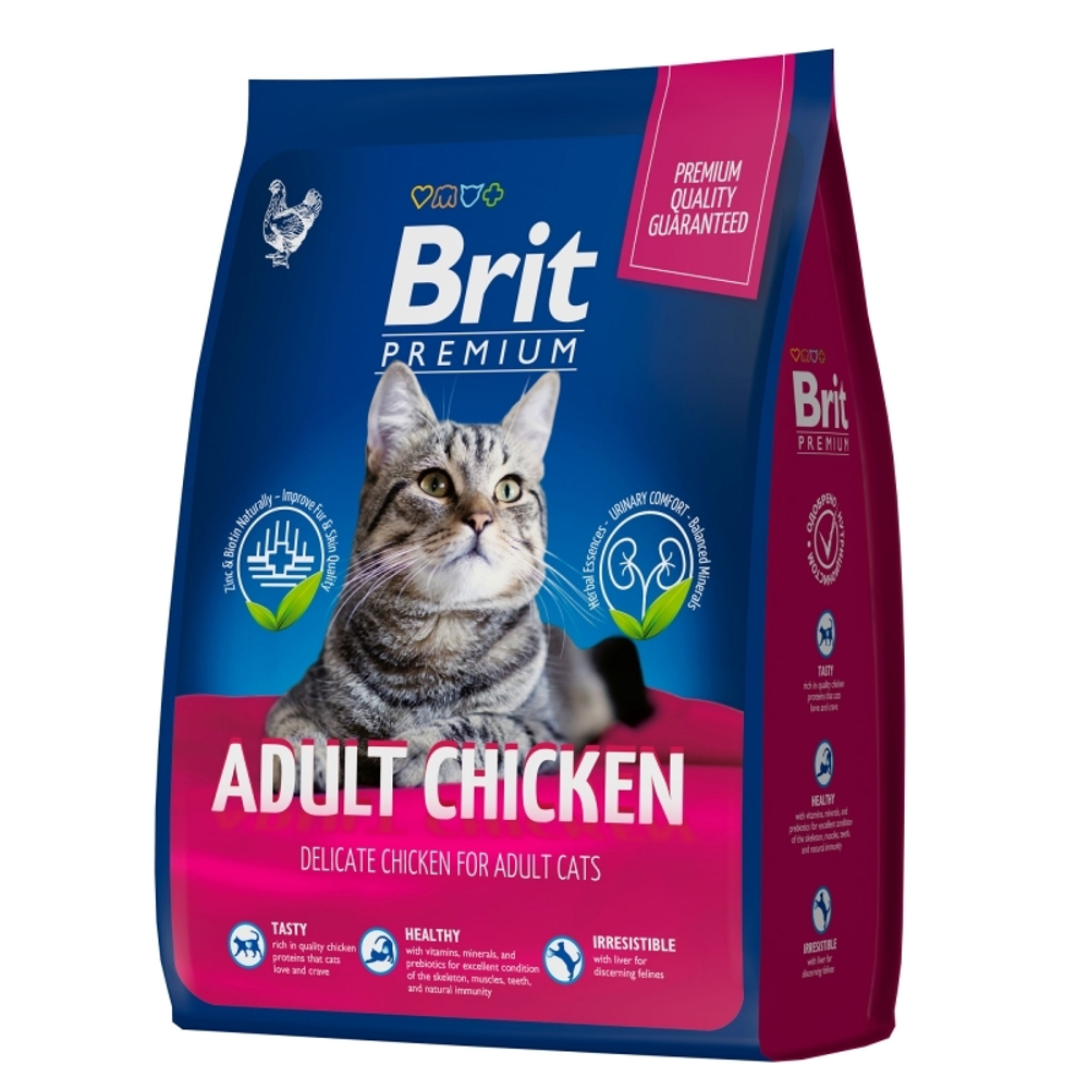 Сухой корм Brit Premium Cat Adult для взрослых кошек, курица, 400 г