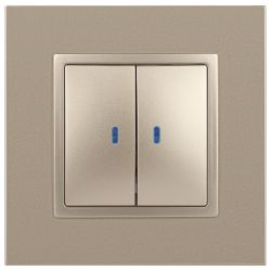 Выключатель ЭРА Elegance 14-1105-04 двойной с подсветкой 10АХ-250В IP20 шампань | Эра Elegance