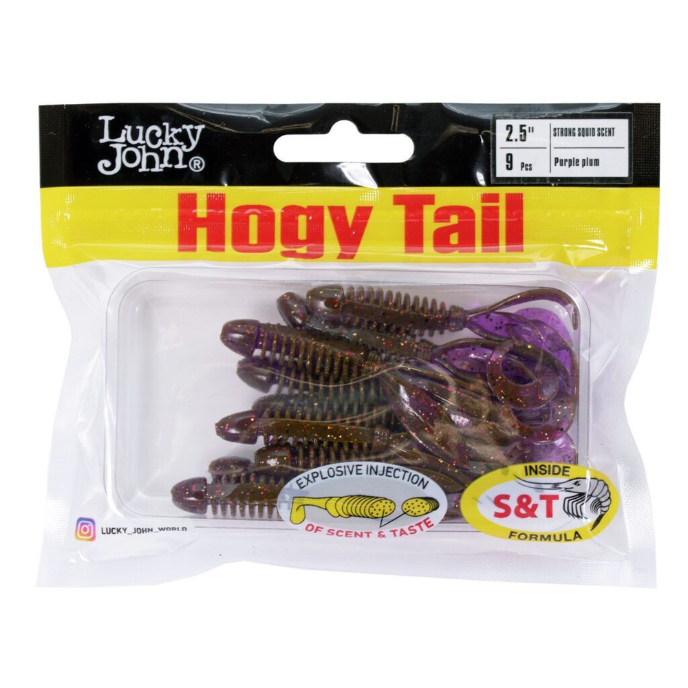 Твистер Lucky John Hogy Tail 2.5" (63.5 мм), 9шт/уп