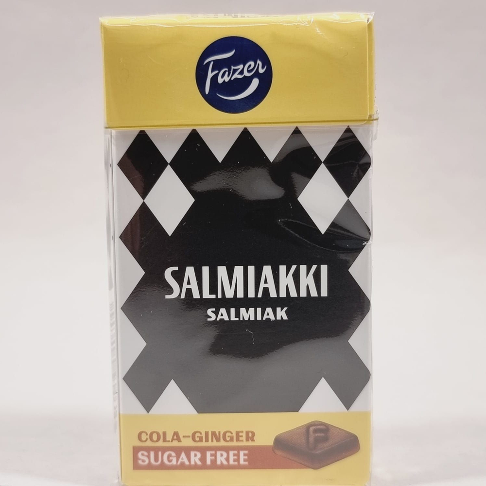 Конфеты Fazer "Salmiakki Cola Ginger" кола-имбирь без сахара 40 г (из Финляндии)