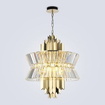 Подвесная люстра с хрусталем 12*E14 LH41017 латунь/прозрачный High Light Crystal Ambrella