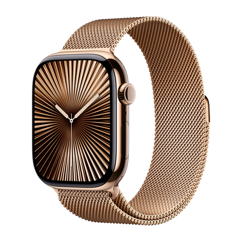 Умные часы Apple Watch Series 10 GPS + Cellular, 46mm, Gold Titanium Case with Milanese Loop, Gold M/L