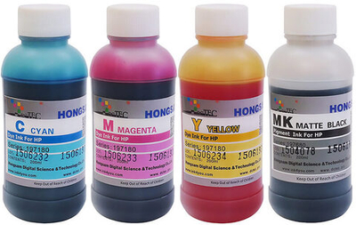 Чернила DCTec — HONGSAM водорастворимые +пигмент для HP серия: 197180-167680 - Набор 4 цвета (MK/C/M/Y) по 200 мл.