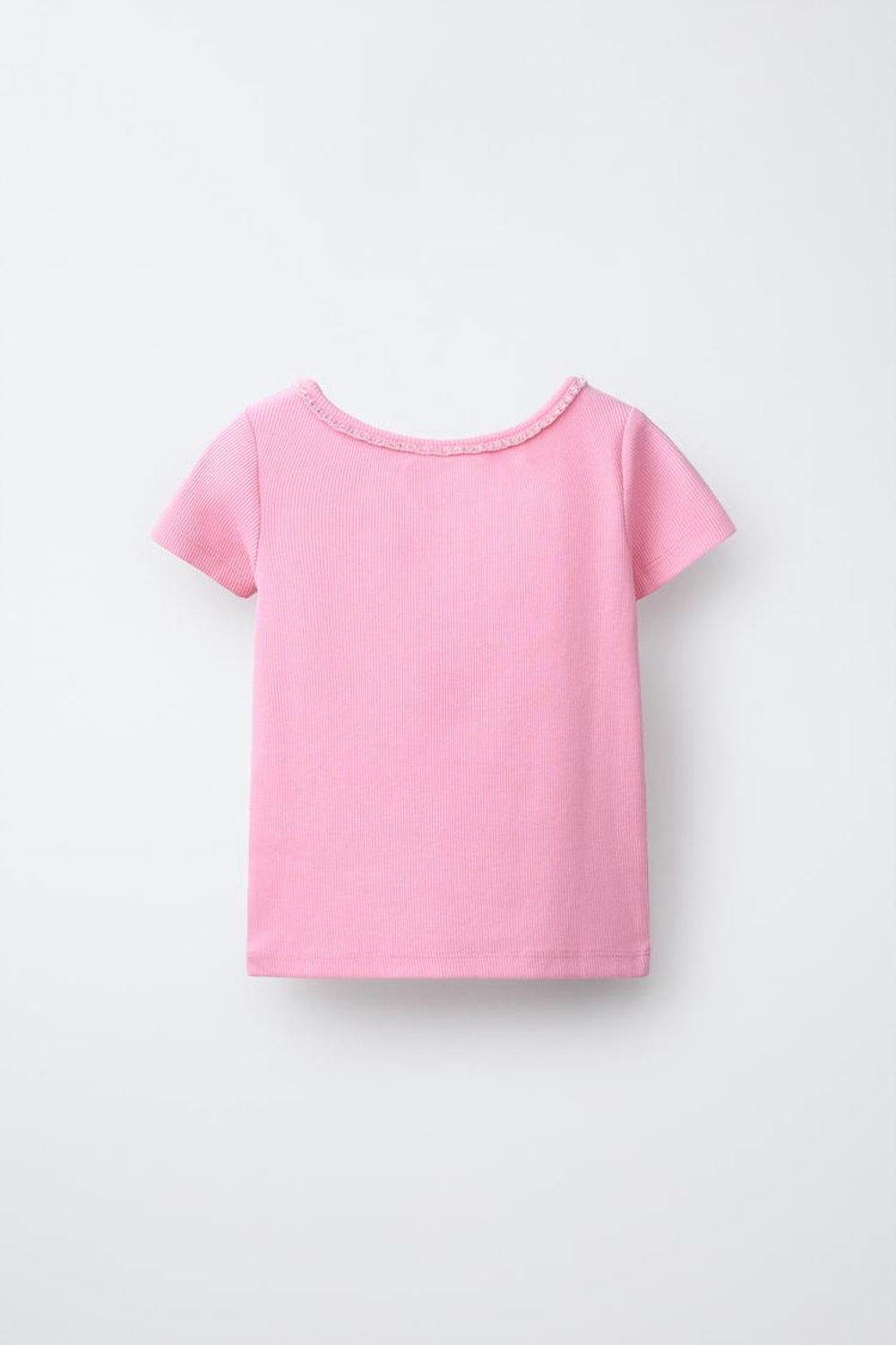 ZARA ФУТБОЛКА В РУБЧИК СО СТРАЗАМИ, РОЗОВЫЙ