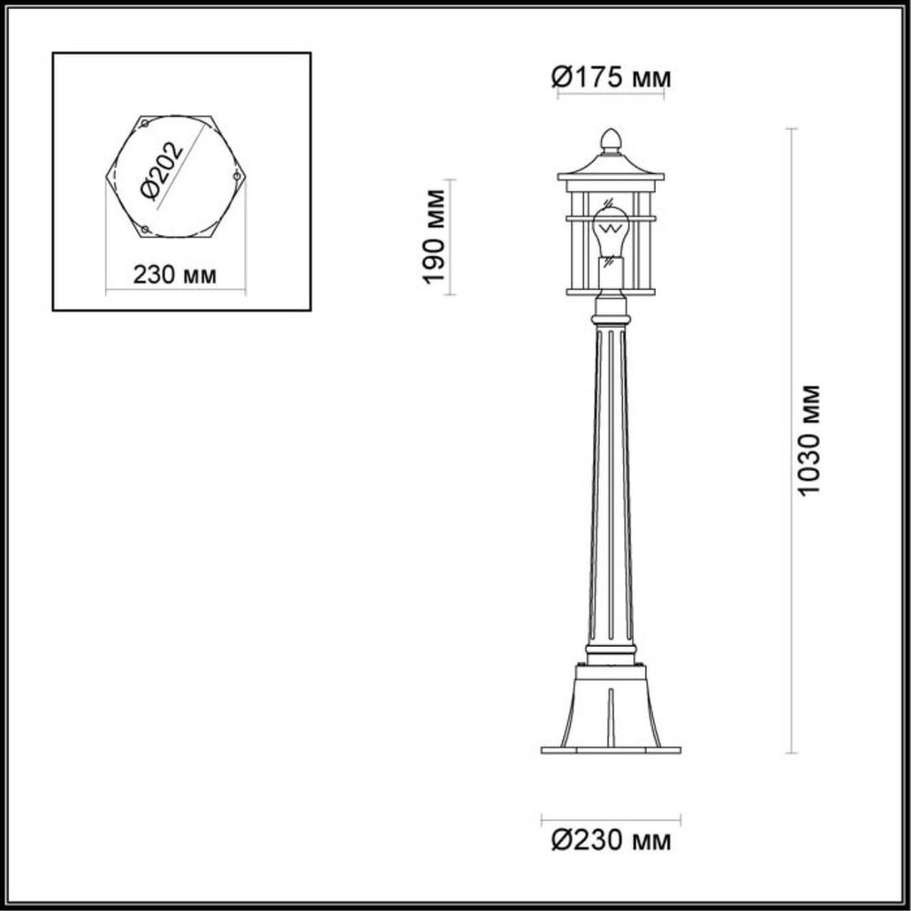 4044/1F NATURE ODL18 699 коричневый/патина Уличный светильник, 103см IP44 E27 60W 220V VIRTA