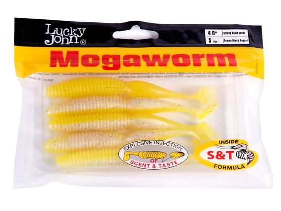 Виброхвосты съедобные LJ Pro Series MegaWorm 4,0in (10,16 см), цв. T66, 5 шт.