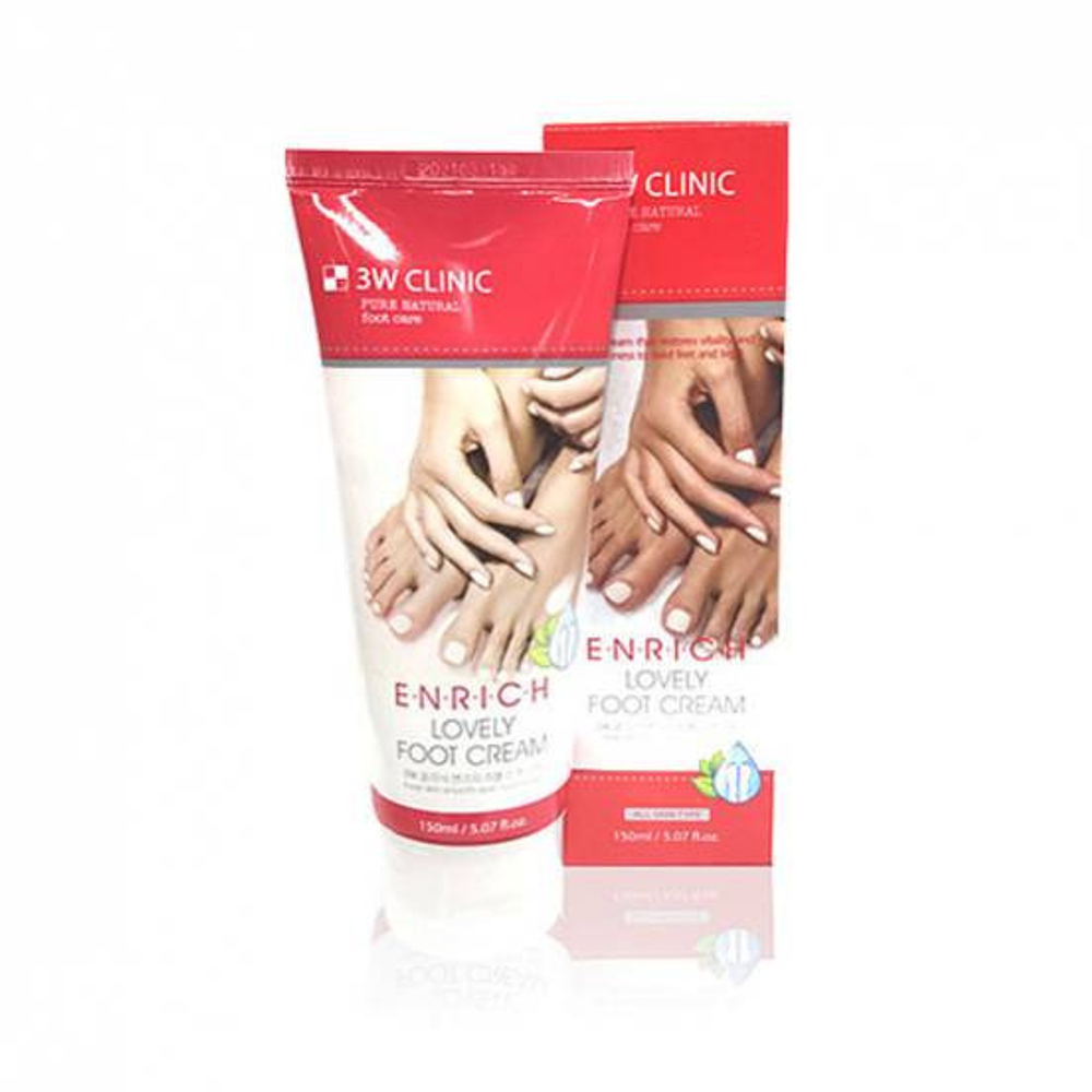 Крем для ног 3W Clinic Enrich Lovely Foot Treatment восстанавливает и ускоряет кровообращение 150 мл