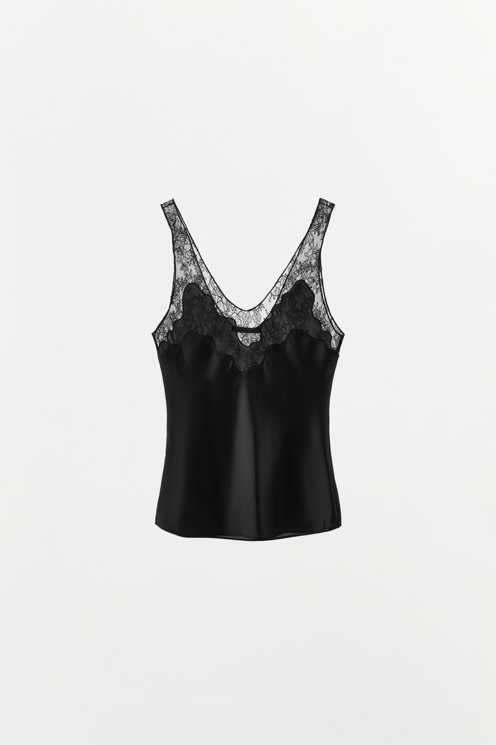 ZARA ТОП В БЕЛЬЕВОМ СТИЛЕ С КРУЖЕВОМ — ZW COLLECTION, ЧЕРНЫЙ