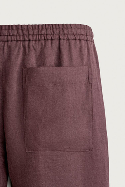 ZARA БРЮКИ RELAXED FIT ИЗ 100% ЛЬНА, БОРДОВЫЙ