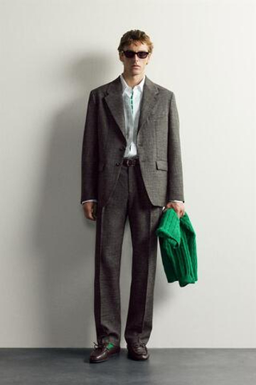 ZARA X AARON LEVINE КОСТЮМНЫЕ БРЮКИ ИЗ ШЕРСТИ И ЛЬНА, ЧЕРНЫЙ