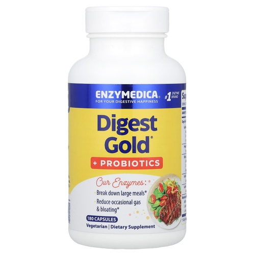 Enzymedica, Digest Gold, добавка с пробиотиками, 180 капсул