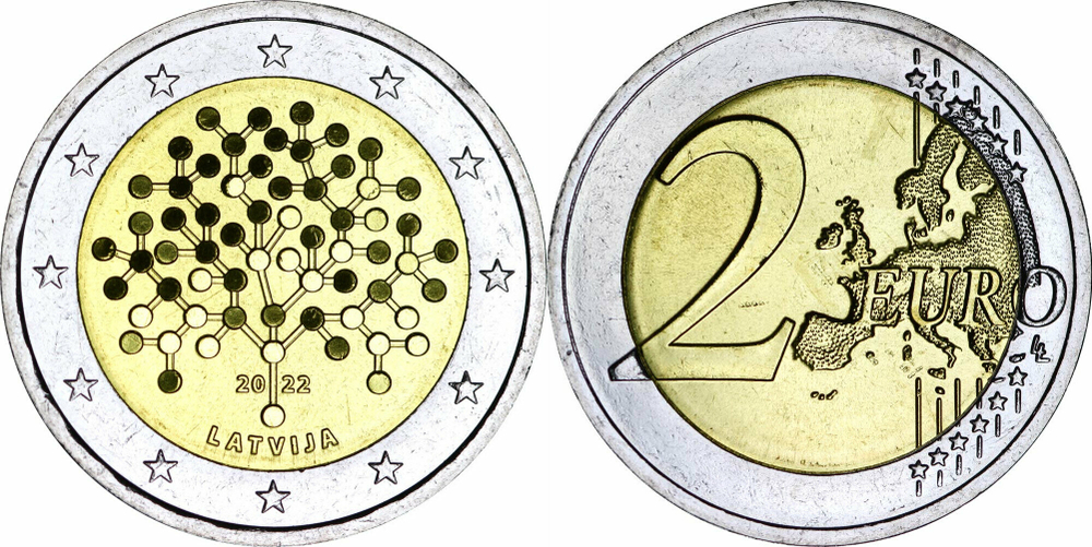 Латвия 2 евро, 2022 Финансовая грамотность UNC