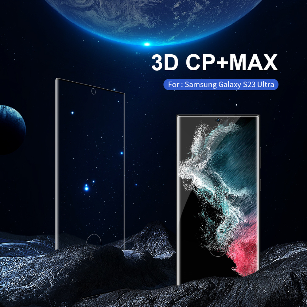 Защитное стекло с закругленными краями от Nillkin для Samsung Galaxy S23 Ultra, серия 3D CP+MAX Anti-Explosion Glass Screen Protector
