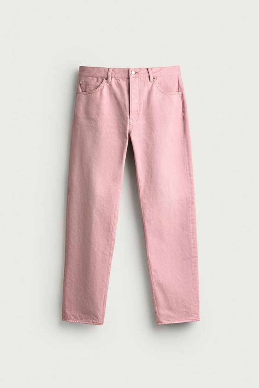 ZARA ДЖИНСЫ ПРЯМОГО КРОЯ, БЛЕДНО-РОЗОВЫЙ