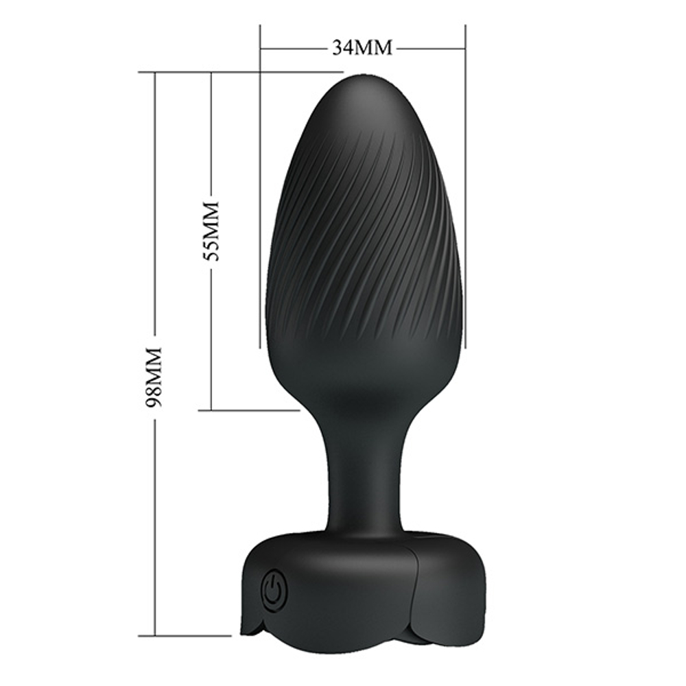 Анальная вибропробка 9,8см с мигающими огнями Pretty Love Osborn Butt Plug Multi Color Bottom Black BI-040183