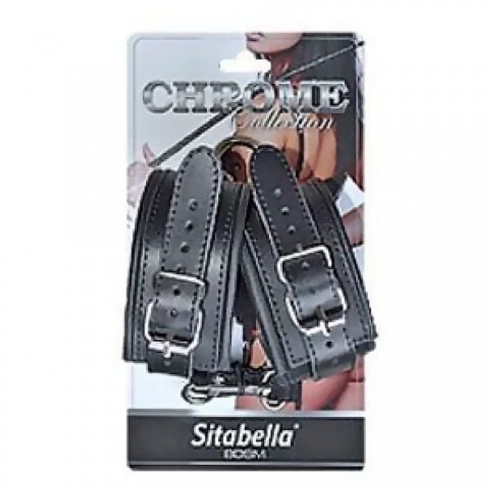 Кожаные наручники-оковы Sitabella Chrome Collection