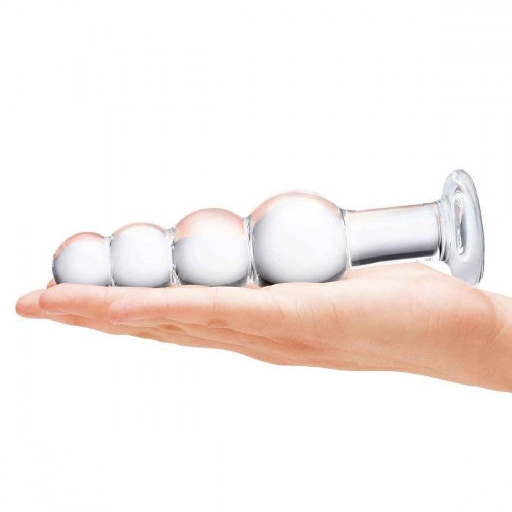 Прозрачная анальная пирамида 7,25 Beaded Butt Plug - 17 см. (Цвет: прозрачный)