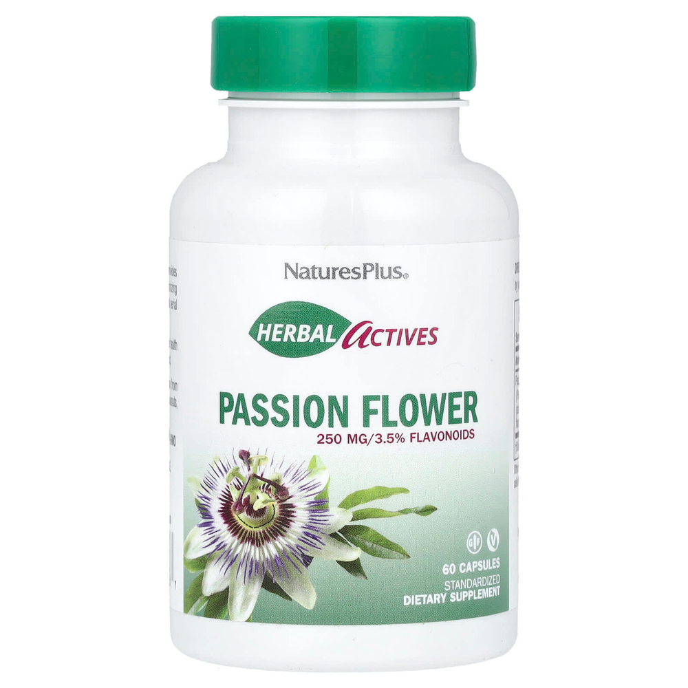 NaturesPlus, Растительная активность, пассифлора, 250 мг, 60 вегетарианских капсул