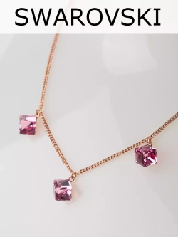 Колье Миражи с розовыми кристаллами-кубиками Swarovski