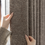 Шерстяная портьерная ткань «Cocoa Tweed» — натуральная шерсть с мелким твидовым переплетением для штор от пола до потолка