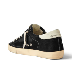 Women’s Super Star in black suede with white leather star and heel tab