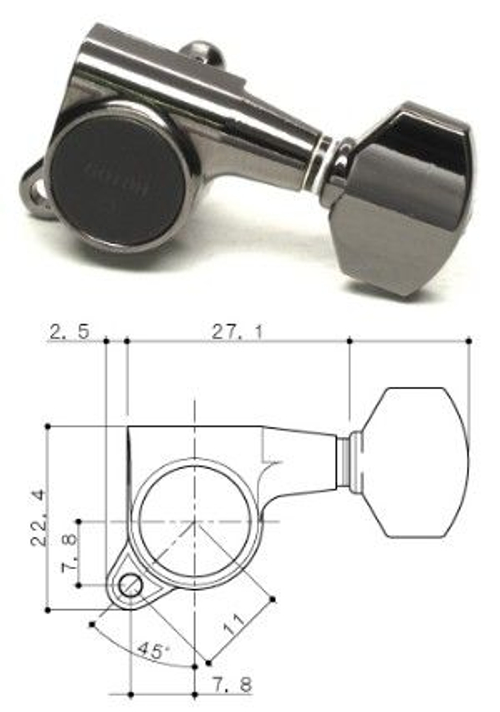 Gotoh SG381-HAPM-07-CK-(L3+R3) колки локовые, автозажим, регулируемые, 3+3, черный хром, schaller