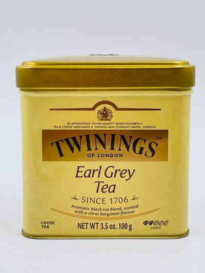 Чай черный байховый среднелистовой Twinings Эрл Грей с ароматом бергамота рассыпной в жестяной банке 100 г (из Финляндии)
