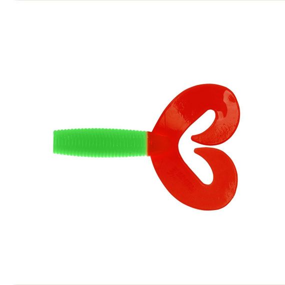 Твистер Helios Credo Double Tail 3,54"/9 см Lime & Red 5шт. (HS-28-021)