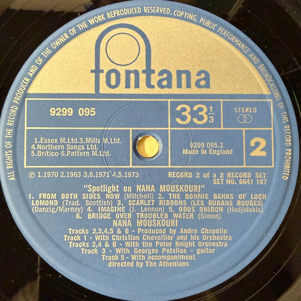 Nana Mouskouri ‎– Spotlight On Nana Mouskouri 2LP (Англия 1976г.)