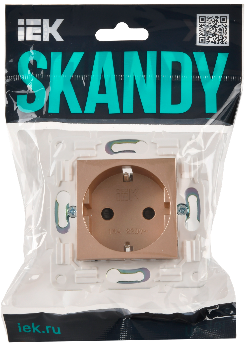 SKANDY Розетка с заземлением с защитными шторками 16А SK-R04Sa песочный IEK